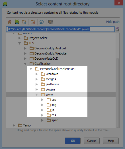 Android Studio Import PhoneGap Select WWW Folder