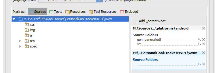 Android Studio Import PhoneGap Mark As Source