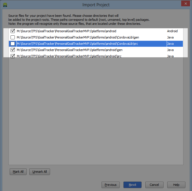 Android Studio Import PhoneGap Sources